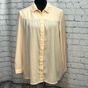 American Eagle Women's Size X-Large Outfitters Western Peach Button Down Top EUC